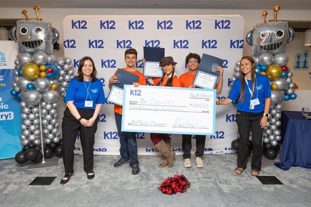 The Cogsmiths took home the K12 Robotics Championship and a $1,500 prize. June 3, 2025, Reston, Virginia.